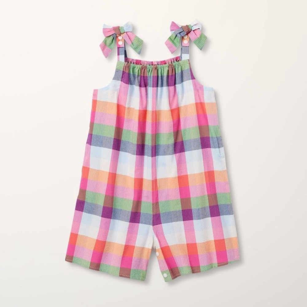 kate spade new york x Target Girls' Adaptive Plaid Tie-Shoulder Poplin Romper XS